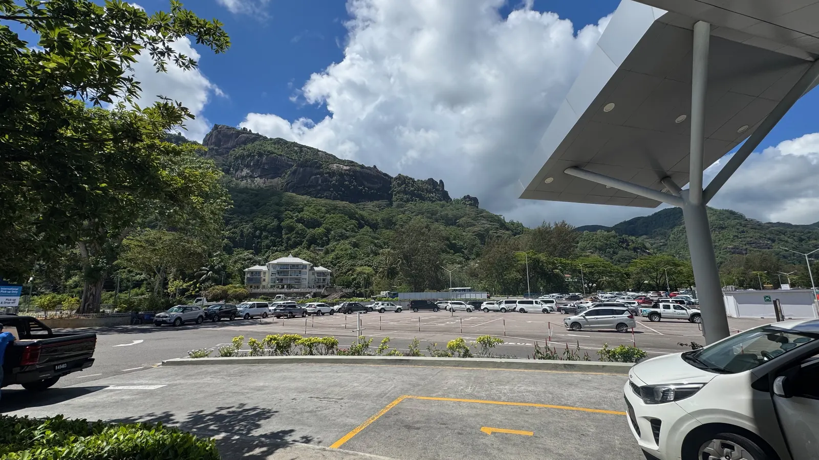 View right outside of Mahe International Airport! Very mountainous.