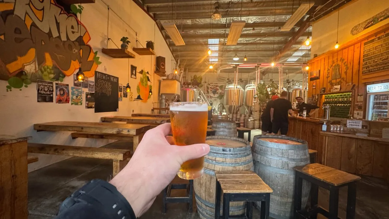 A pint in the taproom at Rhyme x Reason Brewery in Wānaka.