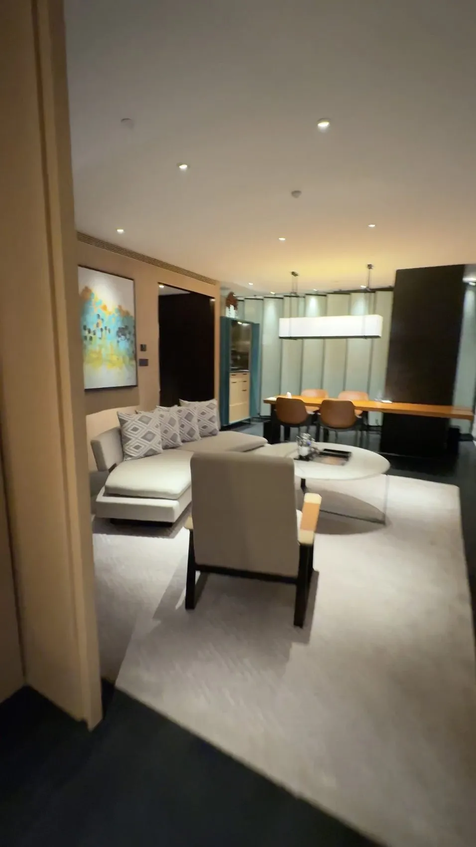 Park Suite King (current visit): looking back across the lounge toward the dining area.