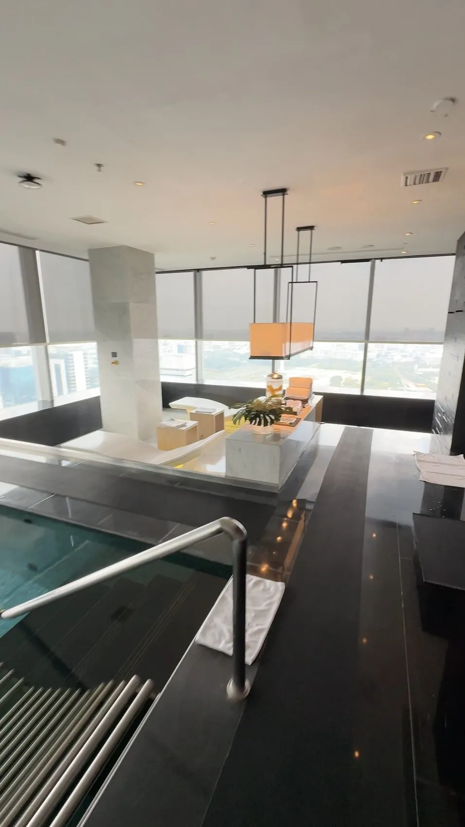 The hydrotherapy area is an impressive place to unwind after a long day.