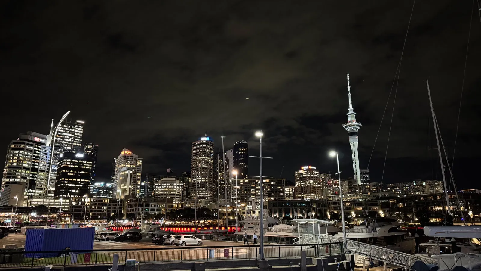 The waterfront is just as scenic at night